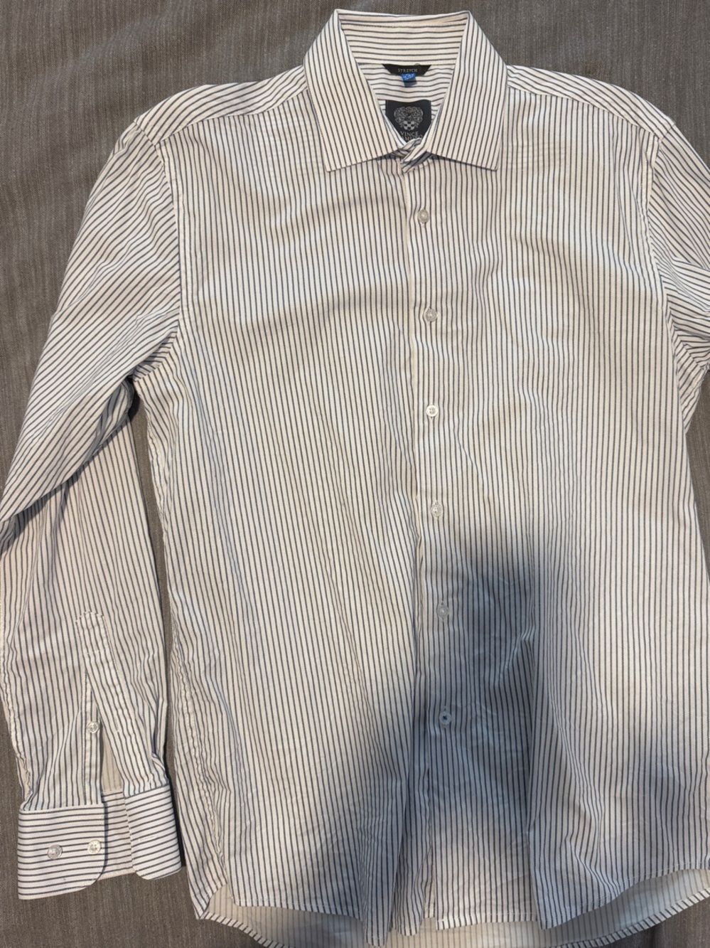 Vince Camuto White Dress Shirt with Navy Pinstripes